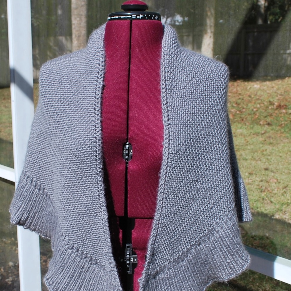 Hand Knitted Shawl Wrap One size Gray